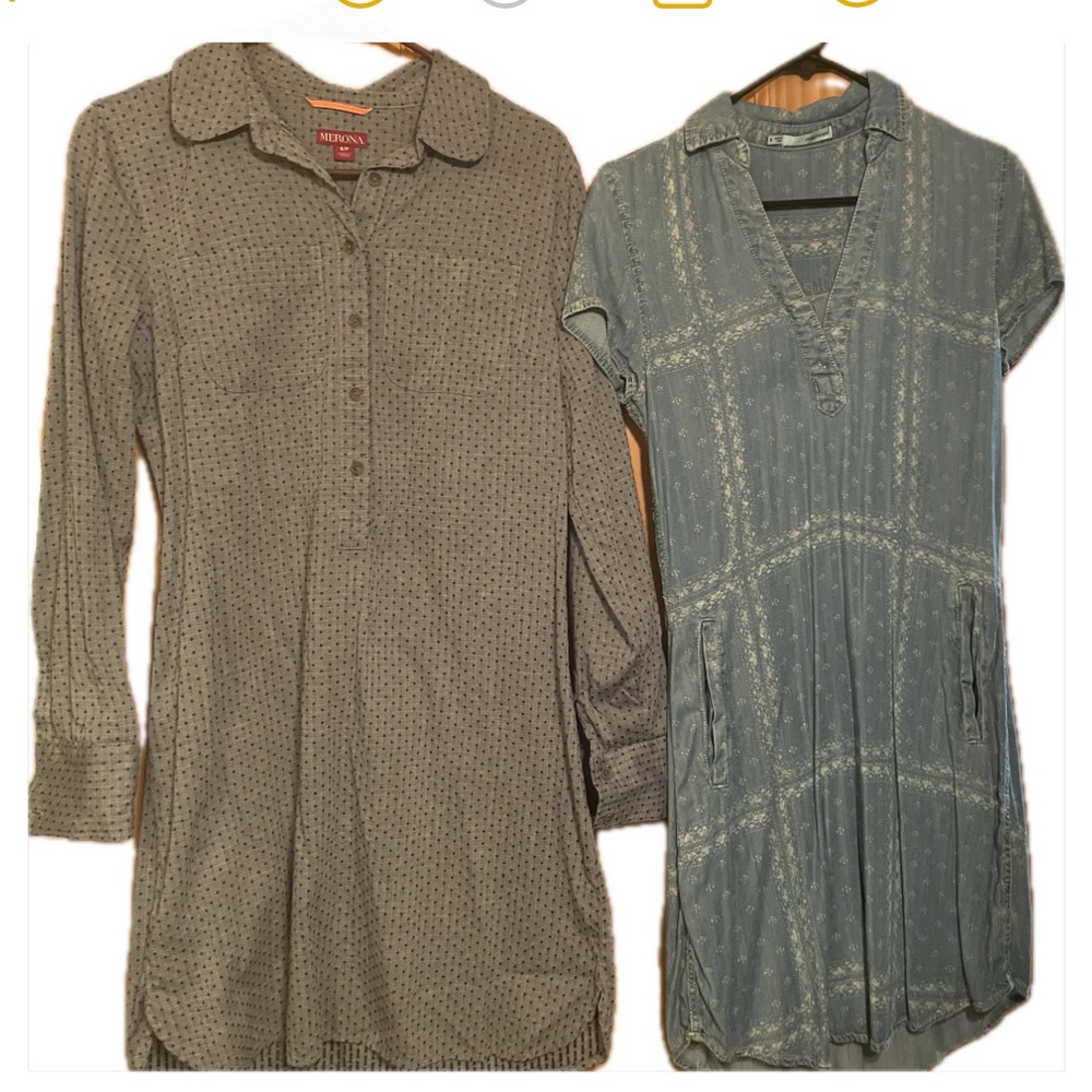 2 Women’s Shirt Dresses Chambray Long & Short Sleeved Merona Maurice’s S…